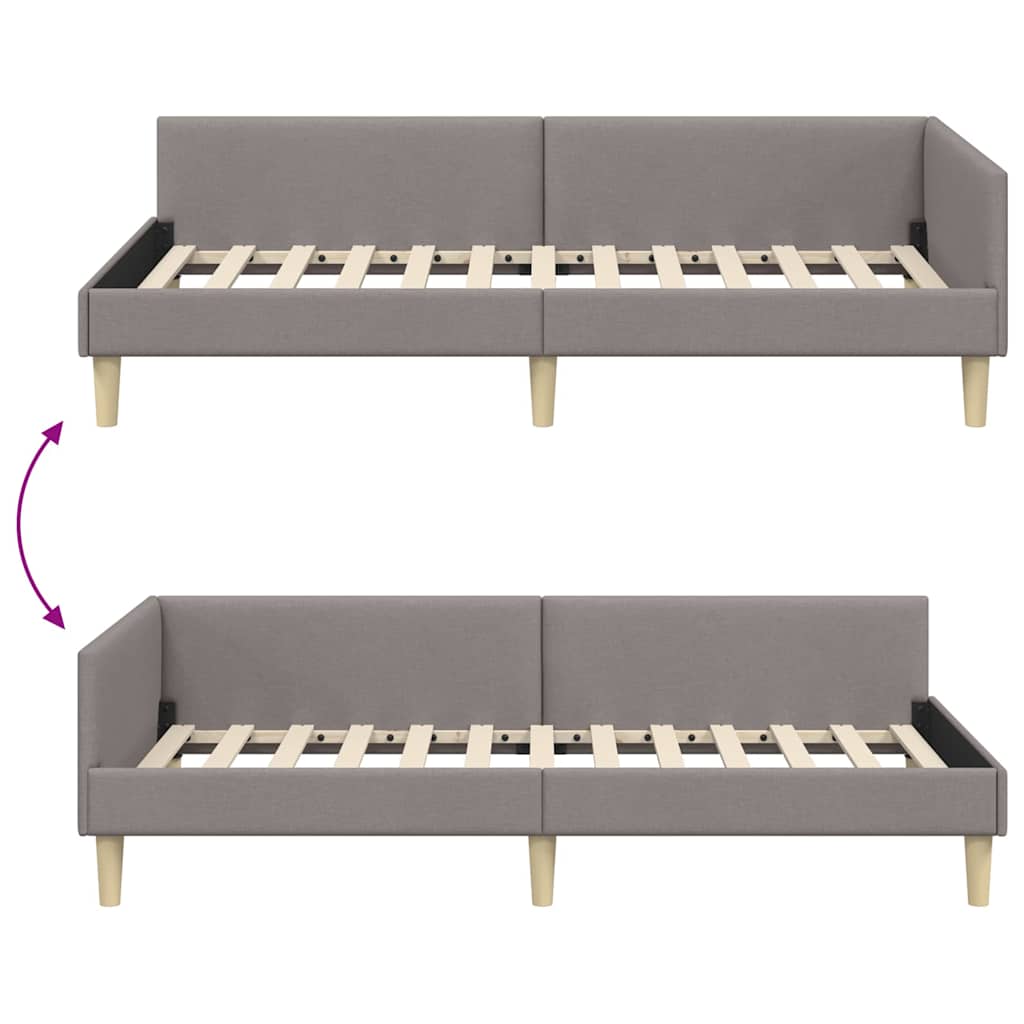Kampinė lovos konstrukcija Kita Taupe 100 x 200 cm