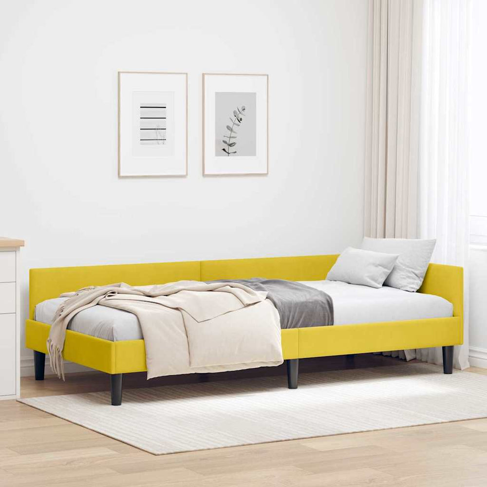 Kampinė lovos konstrukcija su galvūgalio Geltona 90 x 200 cm