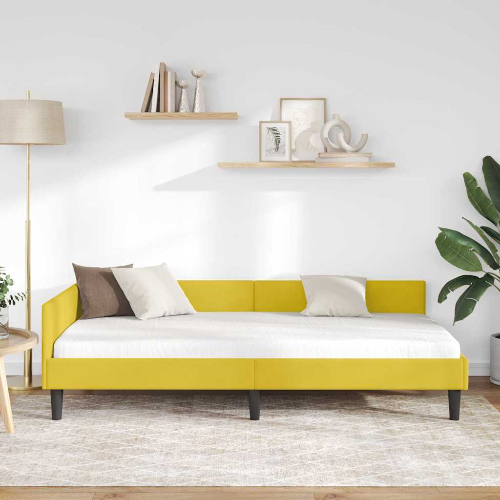 Kampinė lovos konstrukcija su galvūgalio Geltona 90 x 200 cm