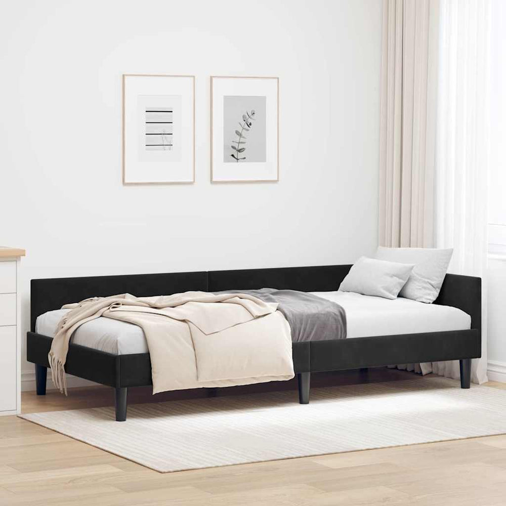 Kampinė lovos konstrukcija su galvūgalio Juoda 100 x 200 cm
