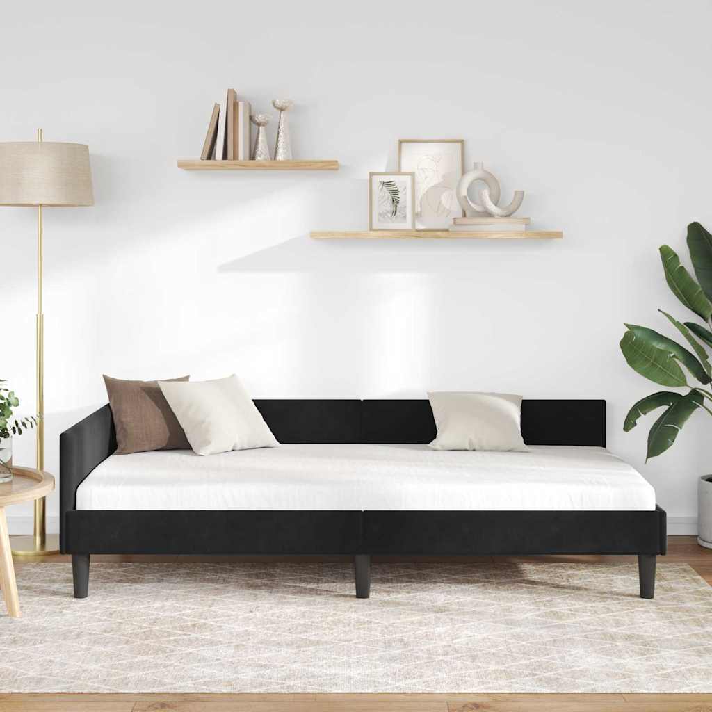 Kampinė lovos konstrukcija su galvūgalio Juoda 100 x 200 cm