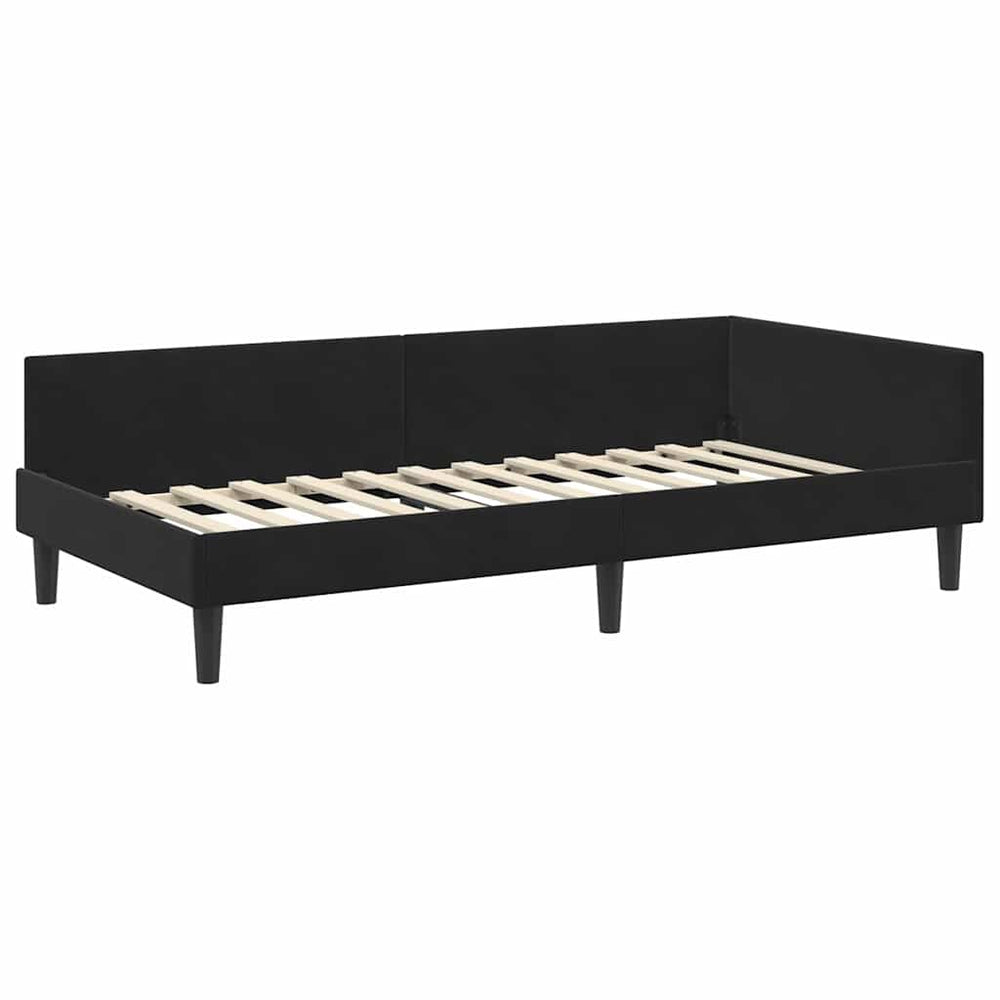 Kampinė lovos konstrukcija su galvūgalio Juoda 100 x 200 cm