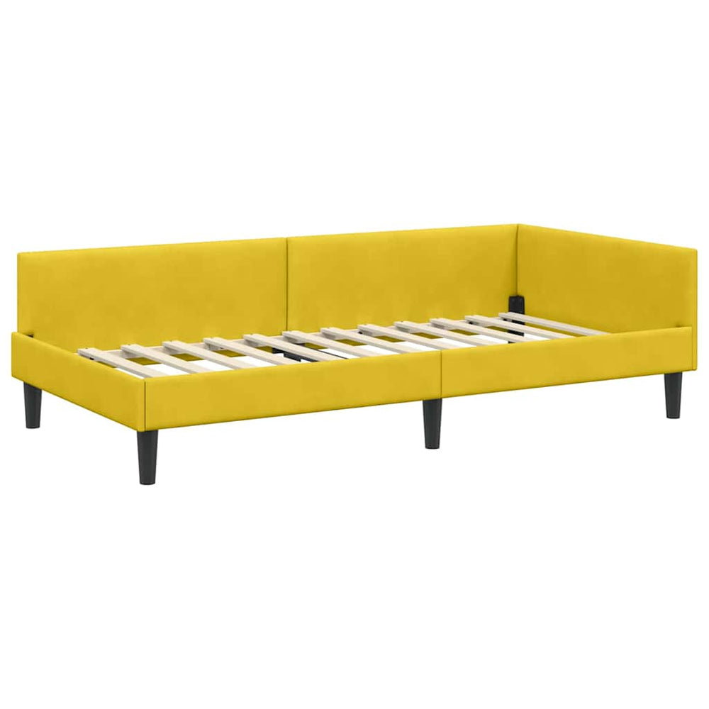 Kampinė lovos konstrukcija su galvūgalio Geltona 100 x 200 cm