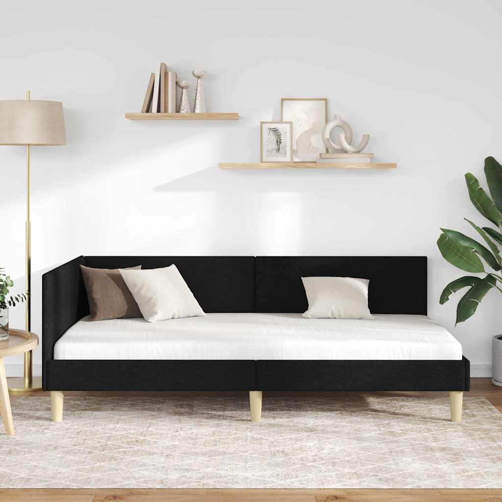Kampinė lovos konstrukcija Kita su galvūgalio Juoda 80 x 200 cm