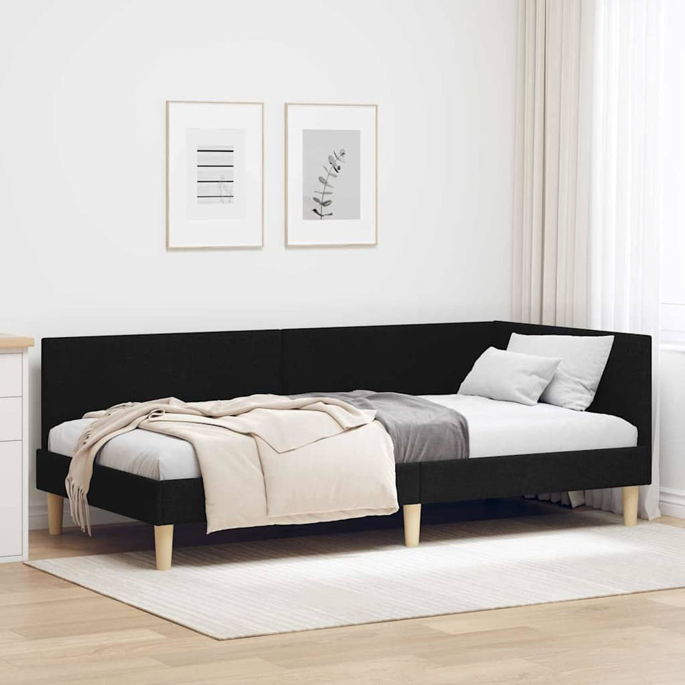 Kampinė lovos konstrukcija Kita su galvūgalio Juoda 90 x 200 cm