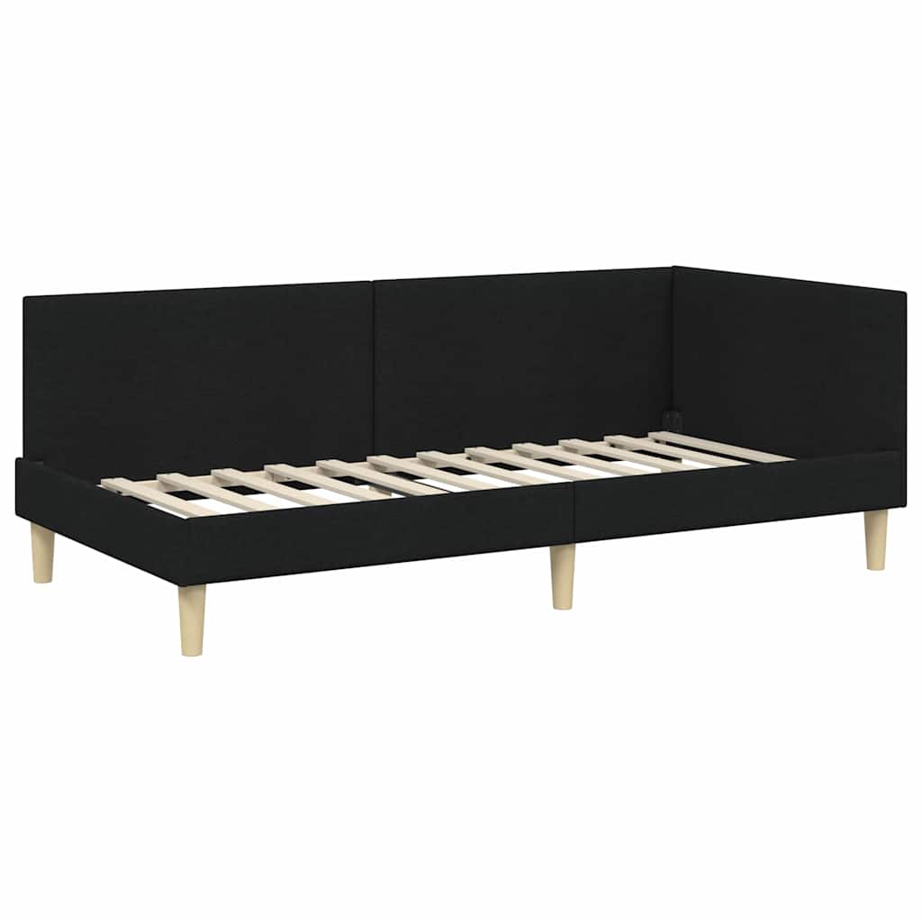 Kampinė lovos konstrukcija Kita su galvūgalio Juoda 90 x 200 cm