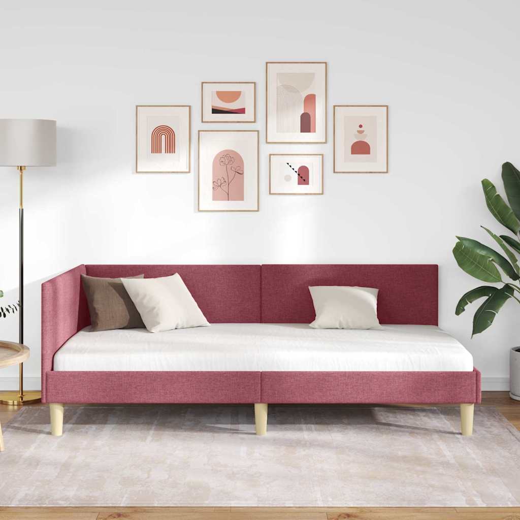 Kampinė lovos konstrukcija Kita Vyno raudonumo 90 x 200 cm