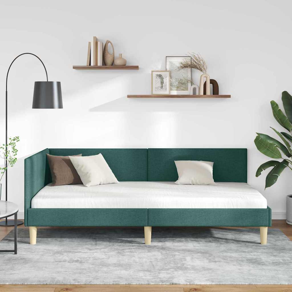 Kampinė lovos konstrukcija Kita Tamsiai žalia 90 x 200 cm