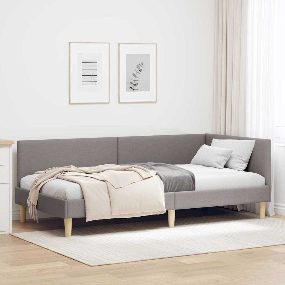 Kampinė lovos konstrukcija Kita Taupe 100 x 200 cm
