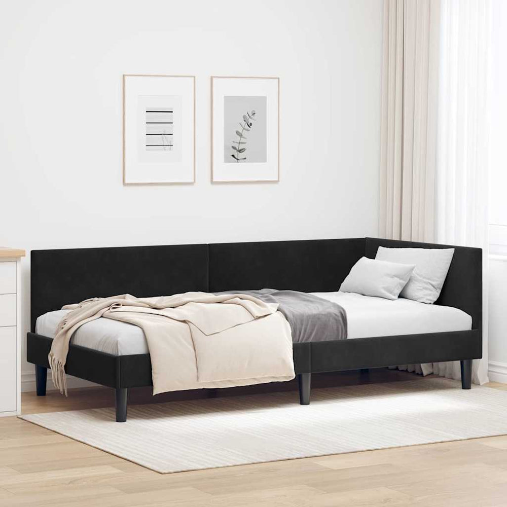Kampinė lovos konstrukcija Kita su galvūgalio Juoda 80 x 200 cm
