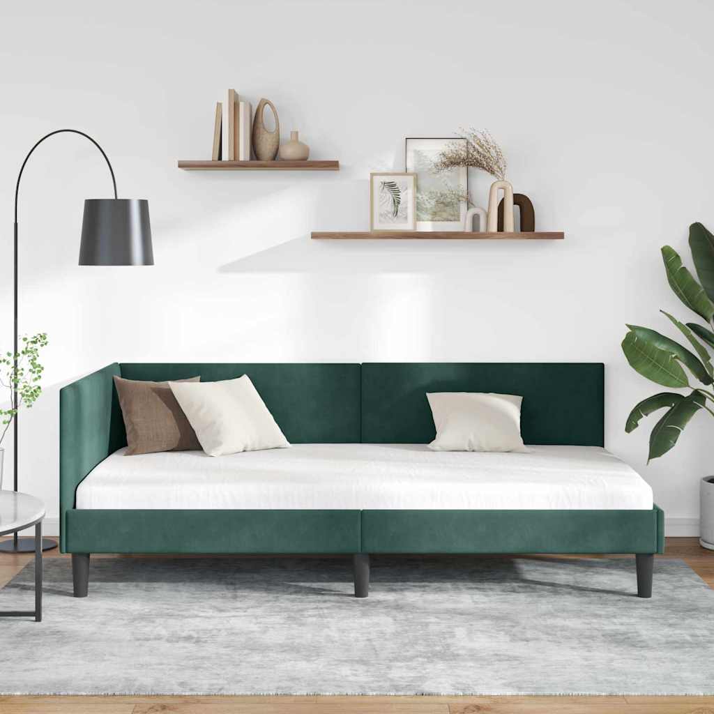 Kampinė lovos konstrukcija Kita Tamsiai žalia 90 x 200 cm