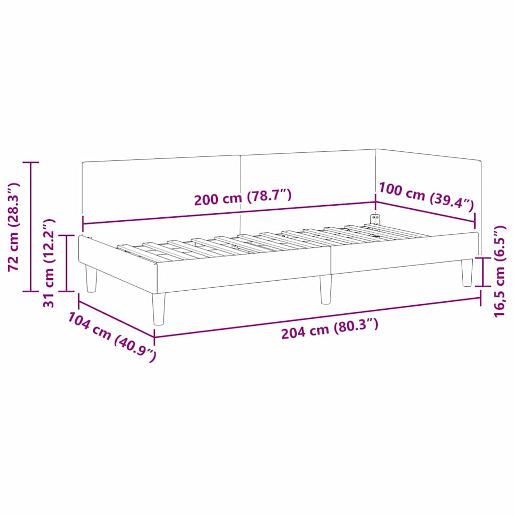 Kampinė lovos konstrukcija Kita Šviesiai pilka 100 x 200 cm