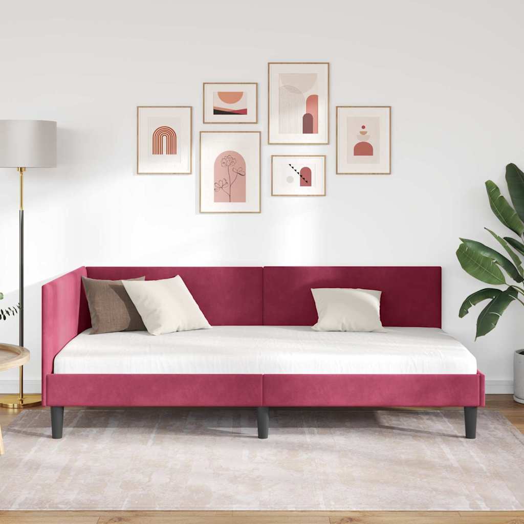 Kampinė lovos konstrukcija Kita Vyno raudonumo 100 x 200 cm