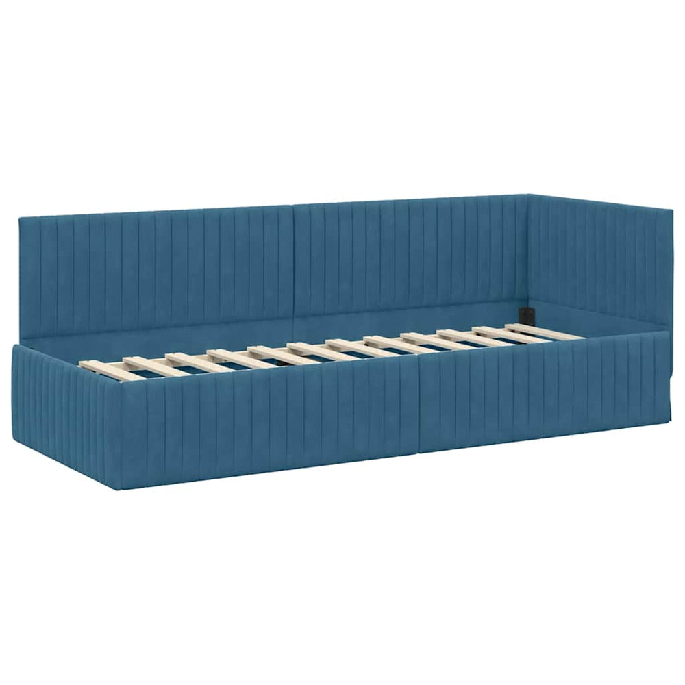 Kampinė lovos konstrukcija Mėlyna 80 x 200 cm Aksomas