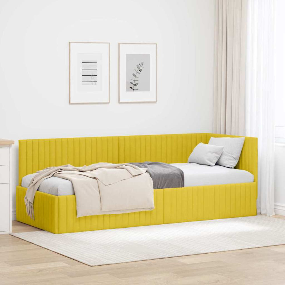 Kampinė lovos konstrukcija Geltona 80 x 200 cm Aksomas