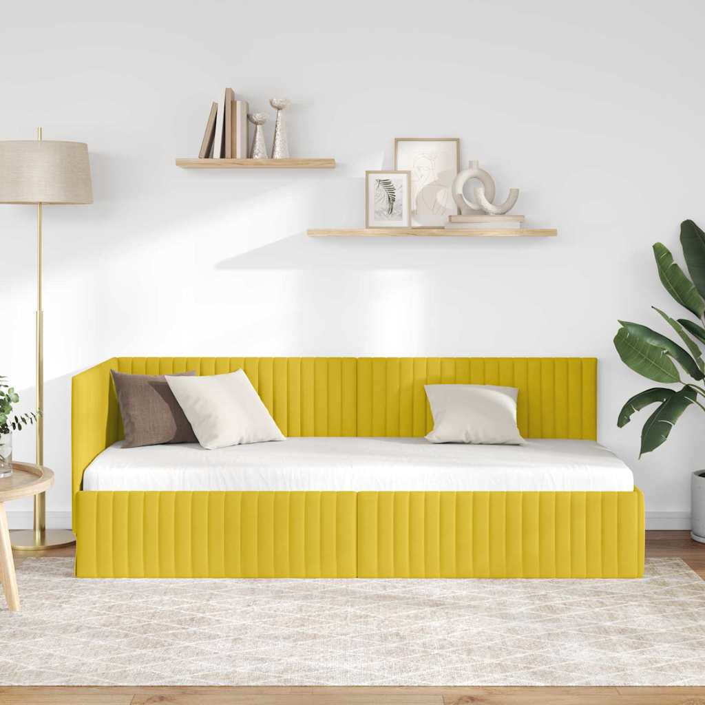 Kampinė lovos konstrukcija Geltona 80 x 200 cm Aksomas