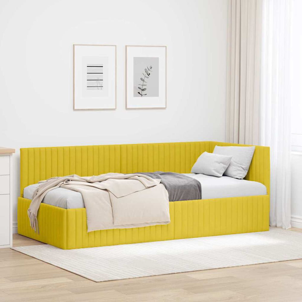 Kampinė lovos konstrukcija Geltona 90 x 190 cm Aksomas