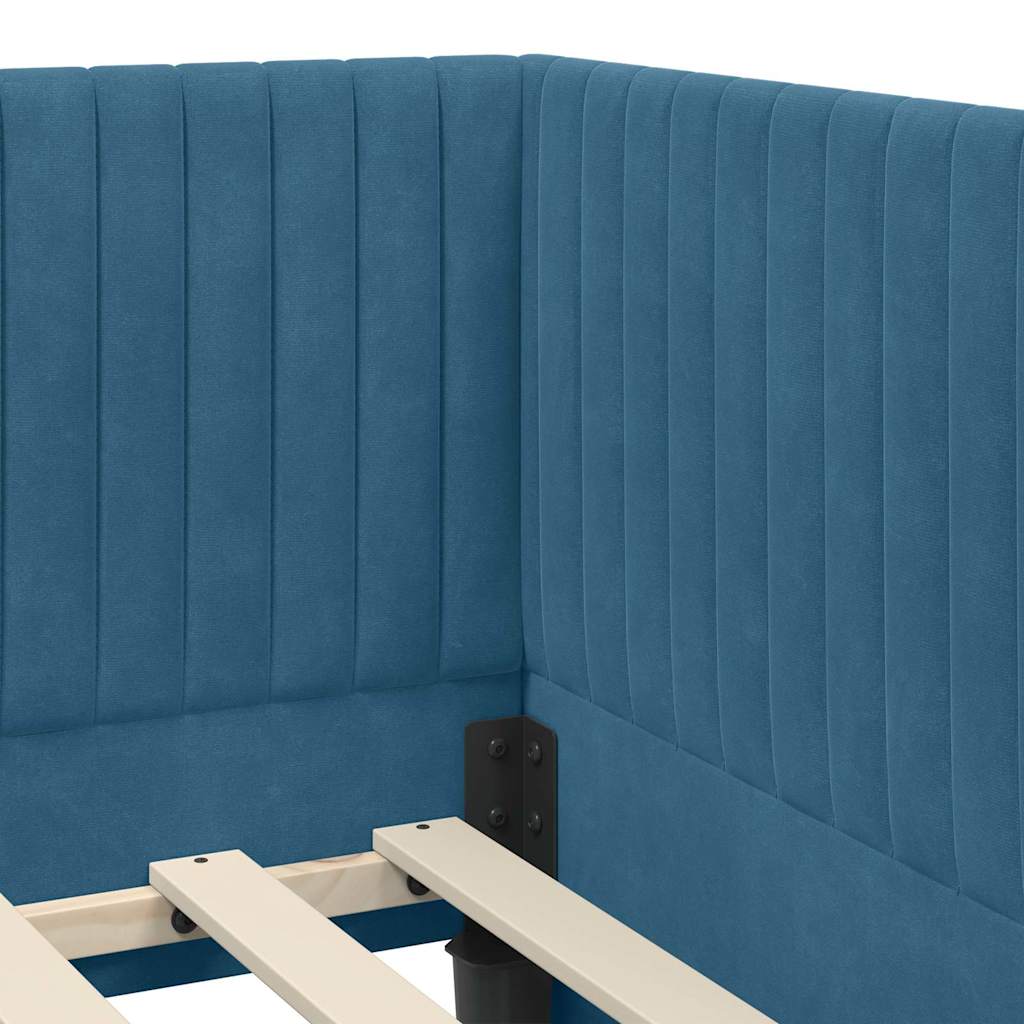 Kampinė lovos konstrukcija Mėlyna 90 x 200 cm Aksomas