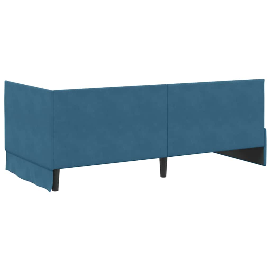 Kampinė lovos konstrukcija Mėlyna 90 x 200 cm Aksomas