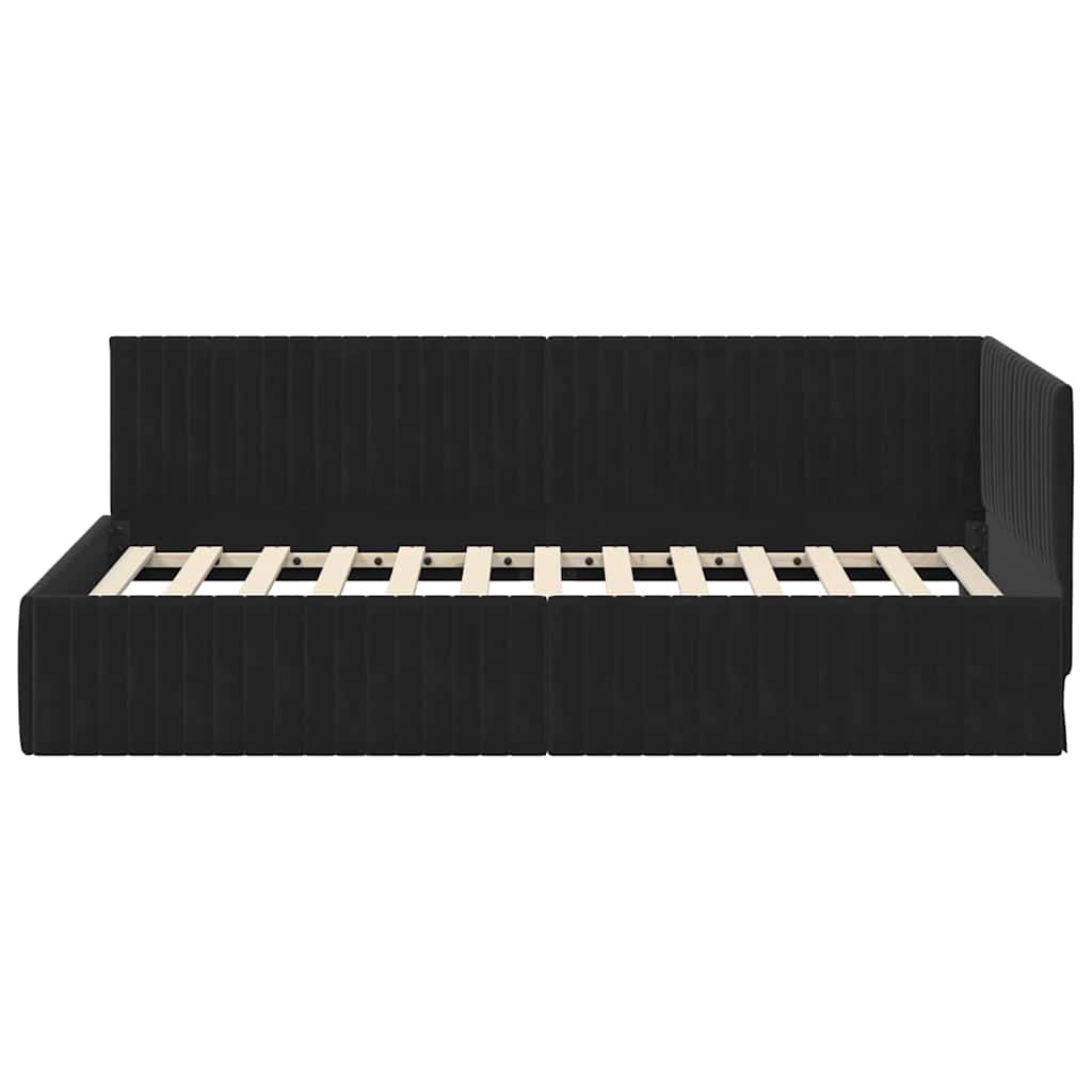 Kampinė lovos konstrukcija Juoda 100 x 200 cm Aksomas