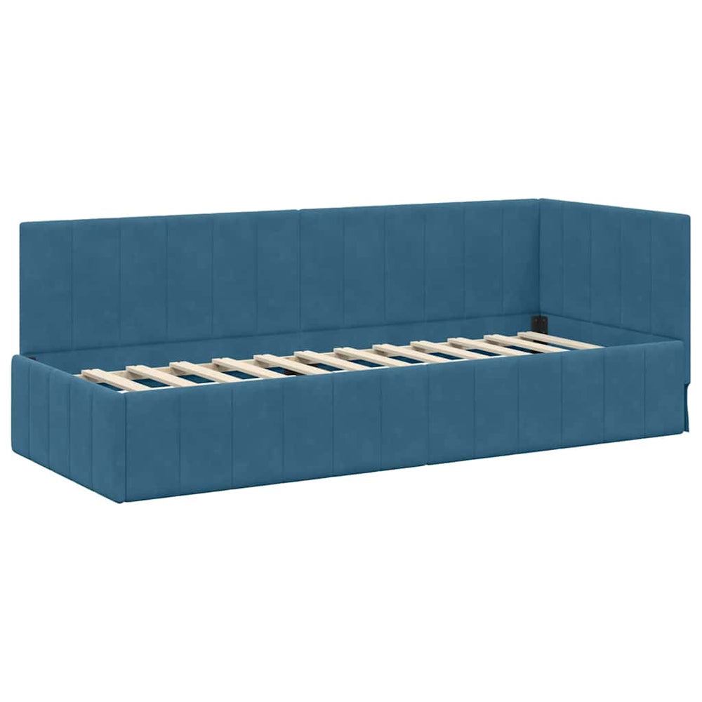 Kampinė lovos konstrukcija Mėlyna 80 x 200 cm Aksomas