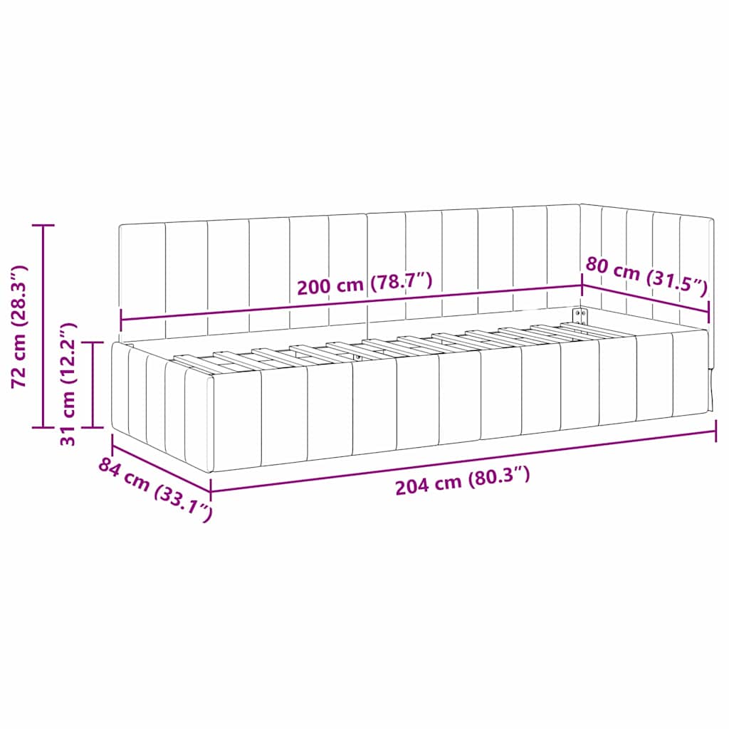 Kampinė lovos konstrukcija Mėlyna 80 x 200 cm Aksomas