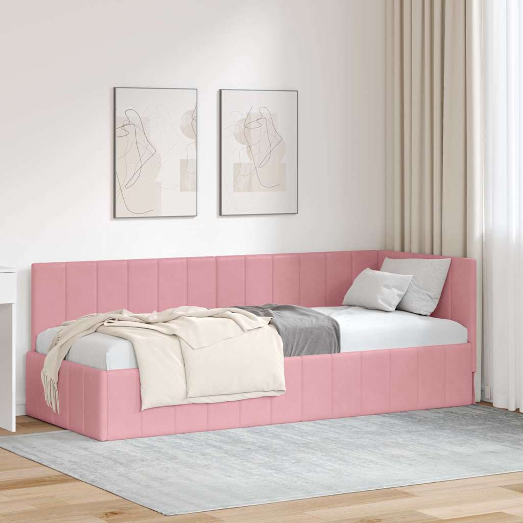 Kampinė lovos konstrukcija Rožinė 80 x 200 cm Aksomas
