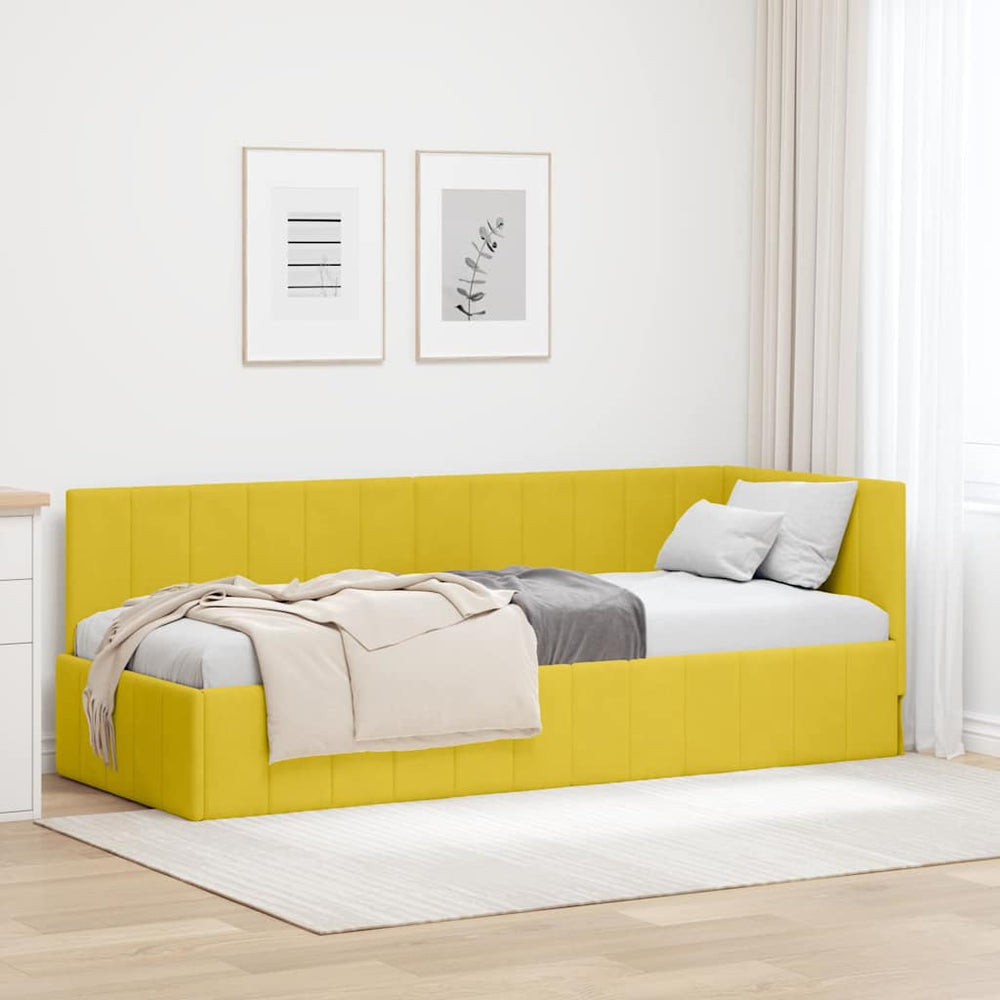 Kampinė lovos konstrukcija Geltona 80 x 200 cm Aksomas