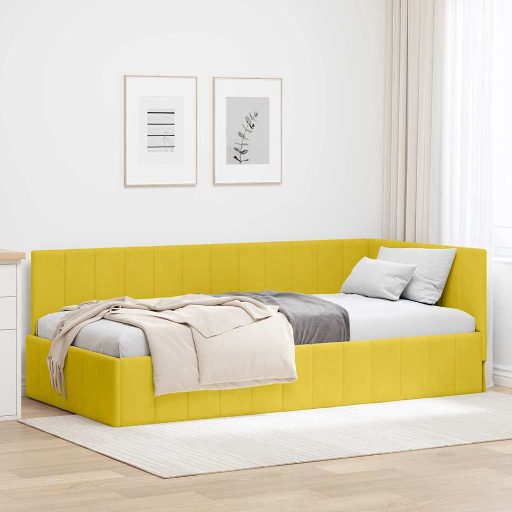 Kampinė lovos konstrukcija Geltona 90 x 190 cm Aksomas