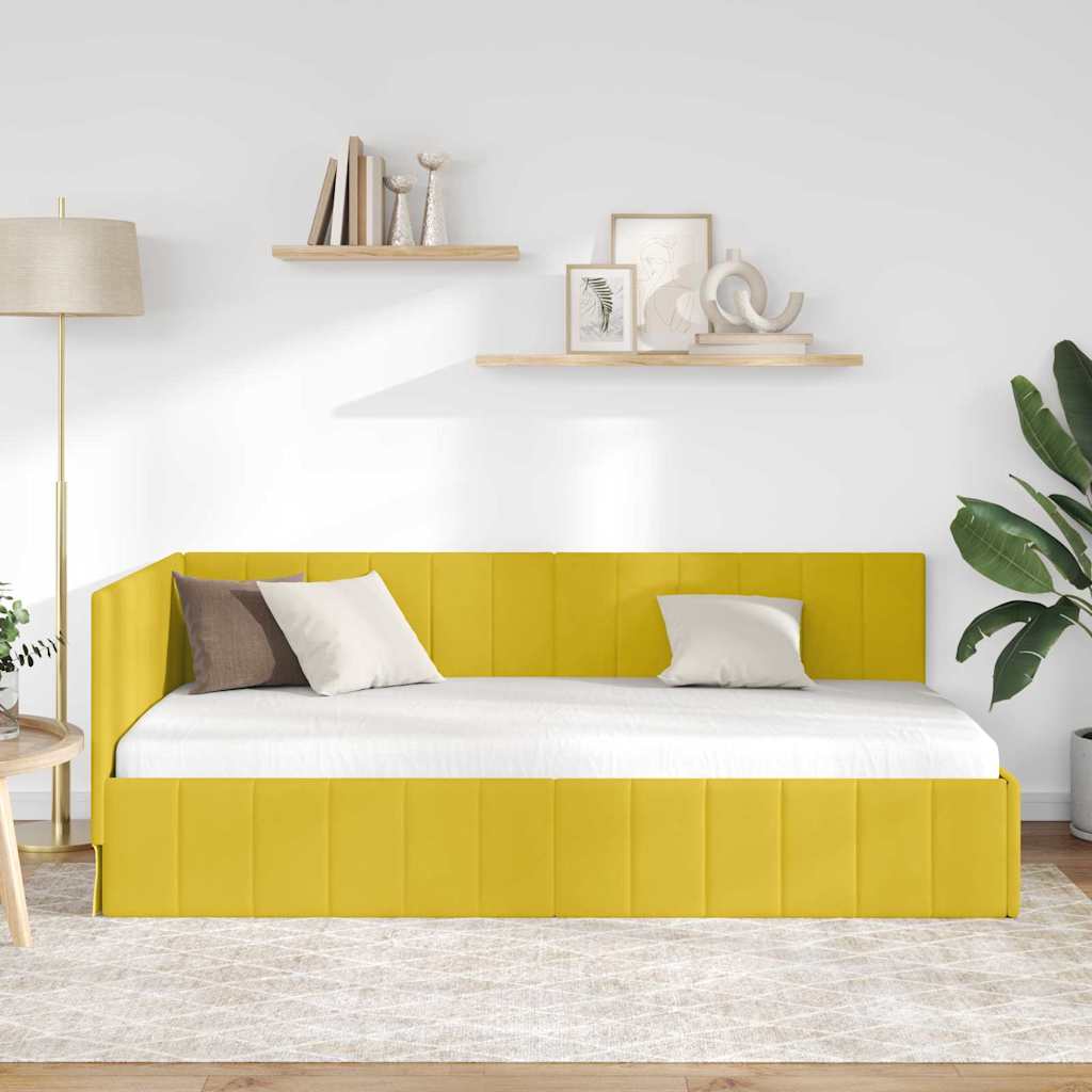 Kampinė lovos konstrukcija Geltona 90 x 200 cm Aksomas