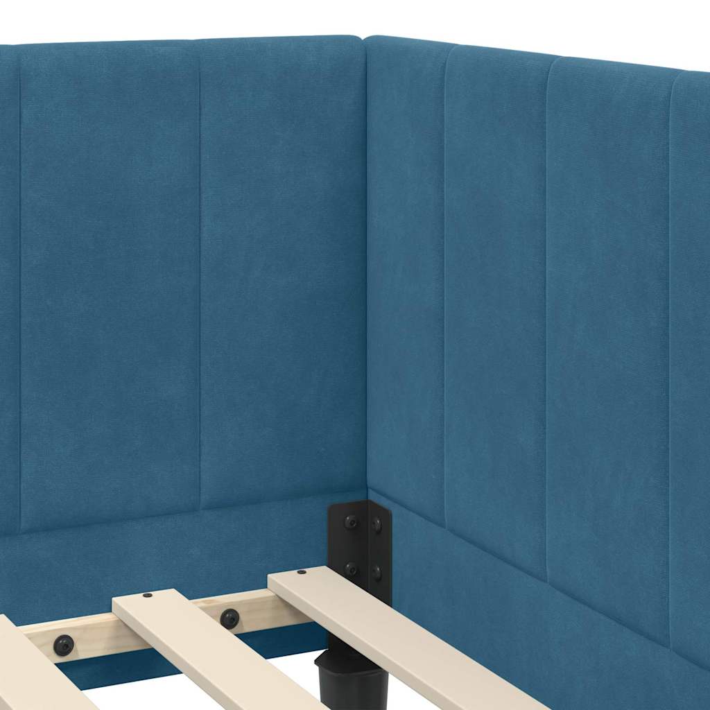 Kampinė lovos konstrukcija Mėlyna 80 x 200 cm Aksomas