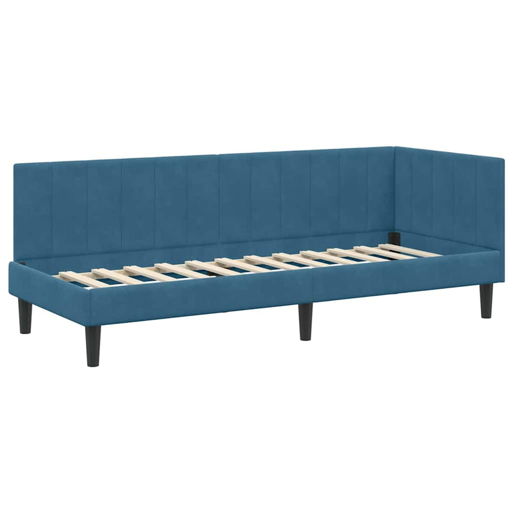 Kampinė lovos konstrukcija Mėlyna 80 x 200 cm Aksomas