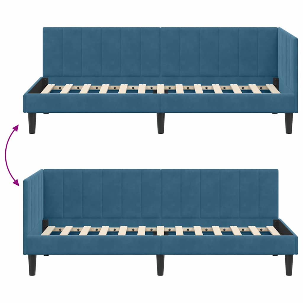Kampinė lovos konstrukcija Mėlyna 80 x 200 cm Aksomas