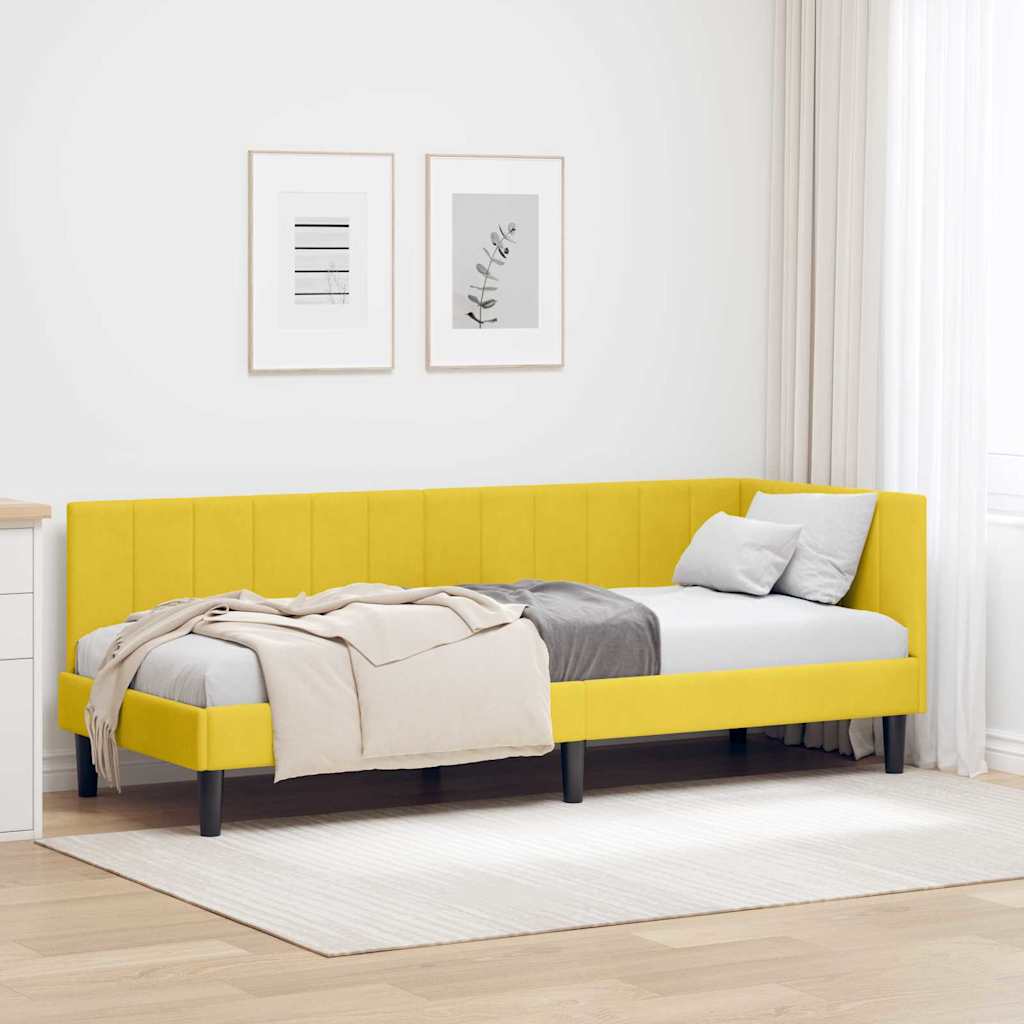 Kampinė lovos konstrukcija Geltona 80 x 200 cm Aksomas