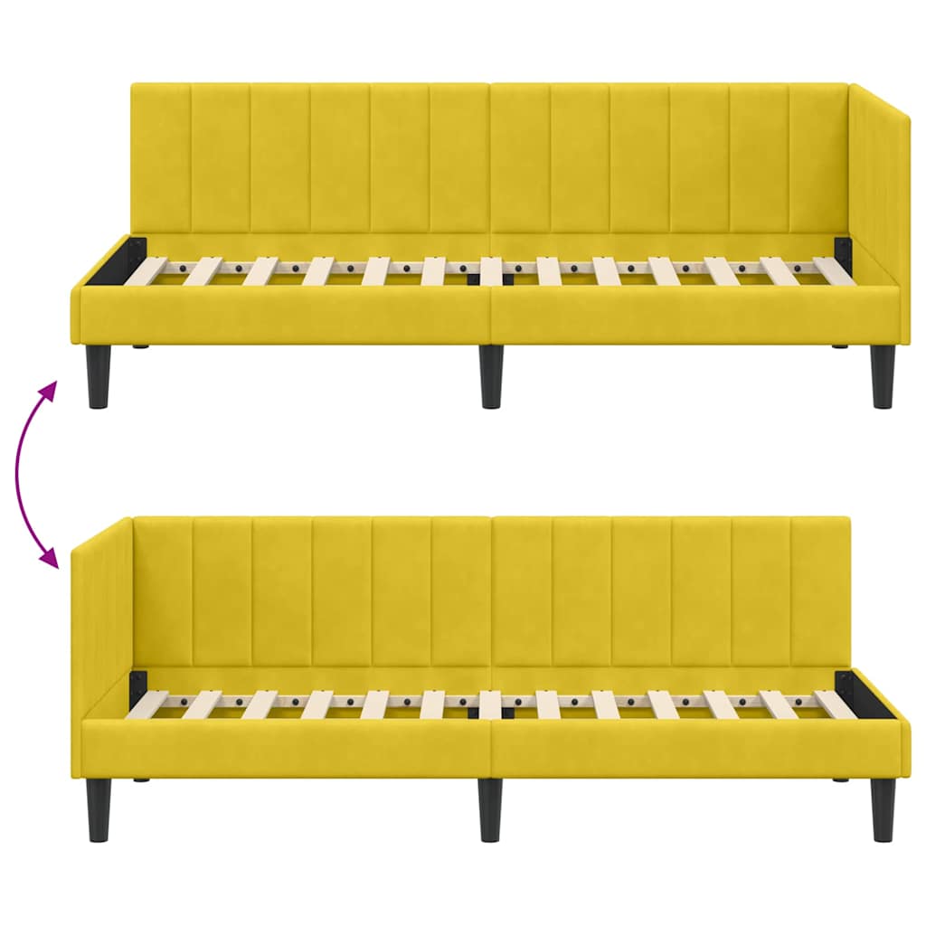 Kampinė lovos konstrukcija Geltona 80 x 200 cm Aksomas