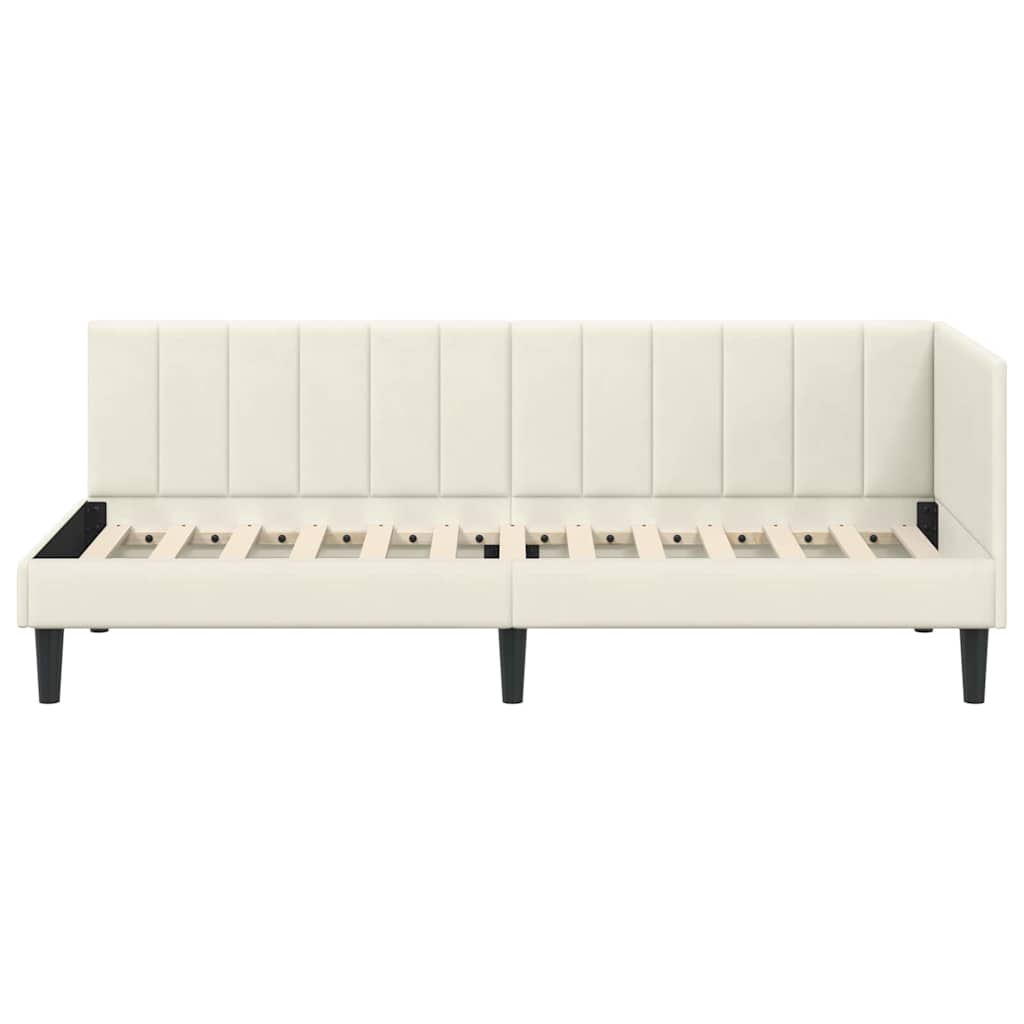 Kampinė lovos konstrukcija Kreminė 80 x 200 cm Aksomas