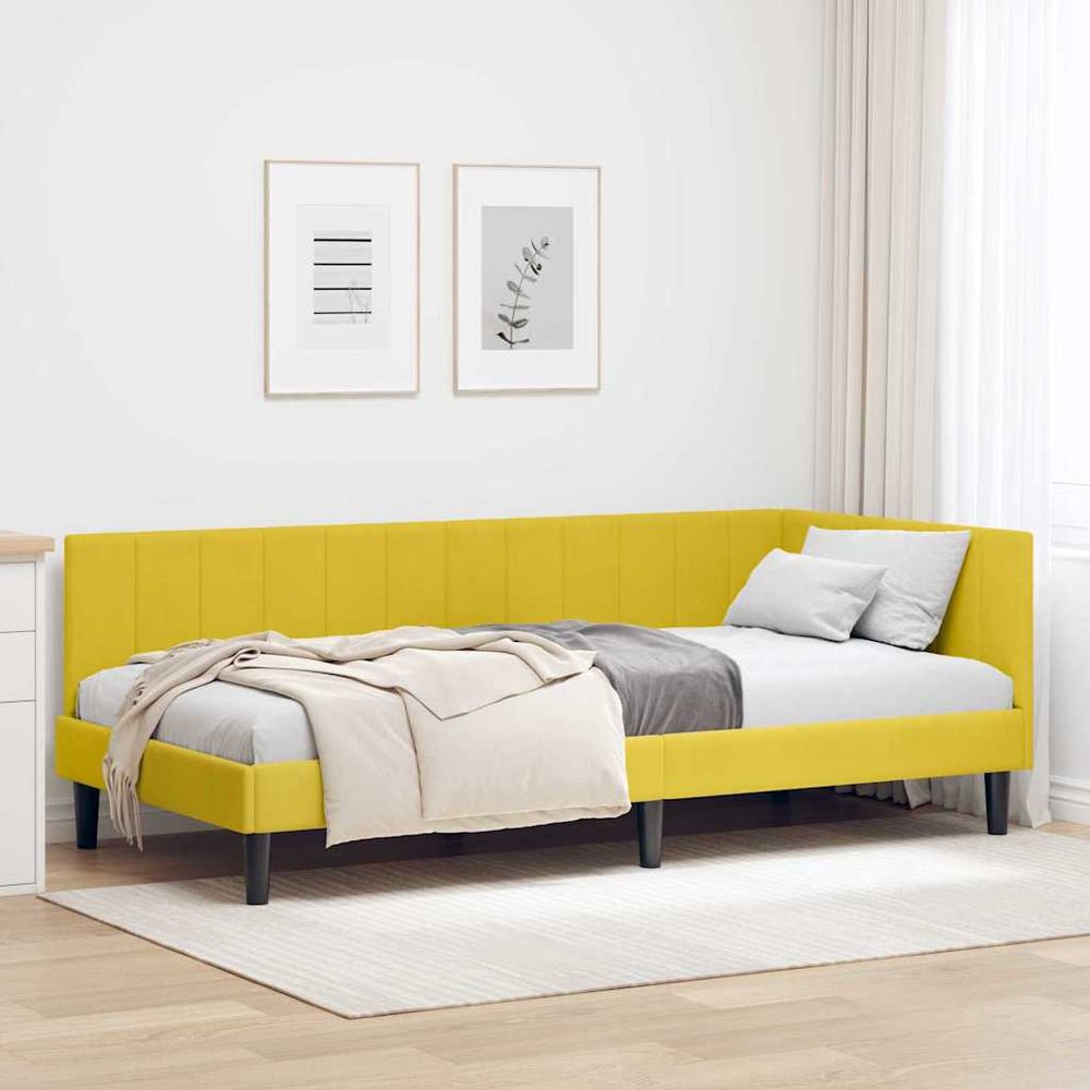 Kampinė lovos konstrukcija Geltona 90 x 190 cm Aksomas