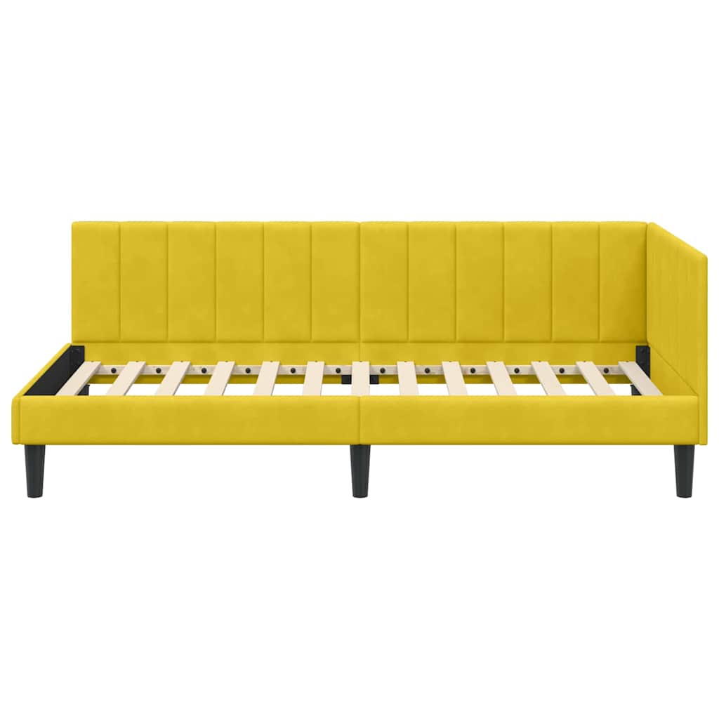Kampinė lovos konstrukcija Geltona 90 x 200 cm Aksomas