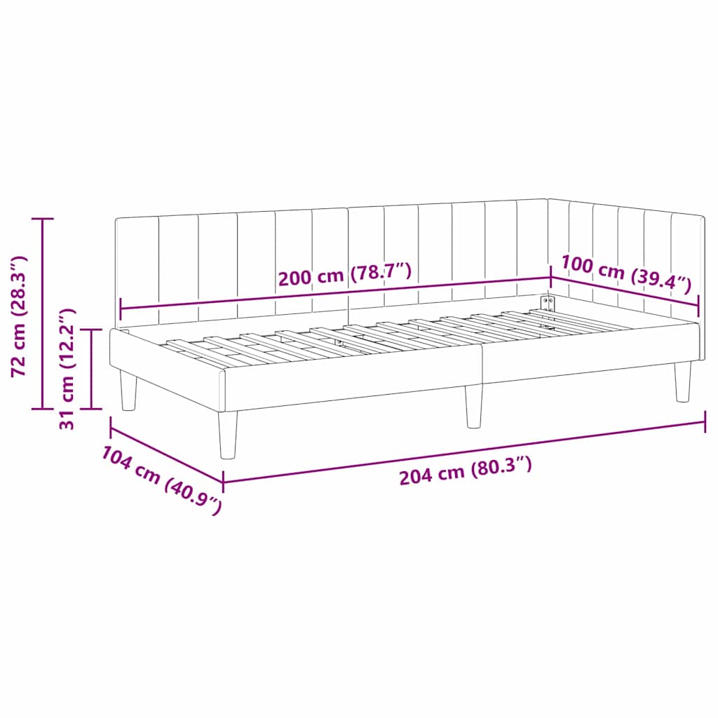Kampinė lovos konstrukcija Mėlyna 100 x 200 cm Aksomas