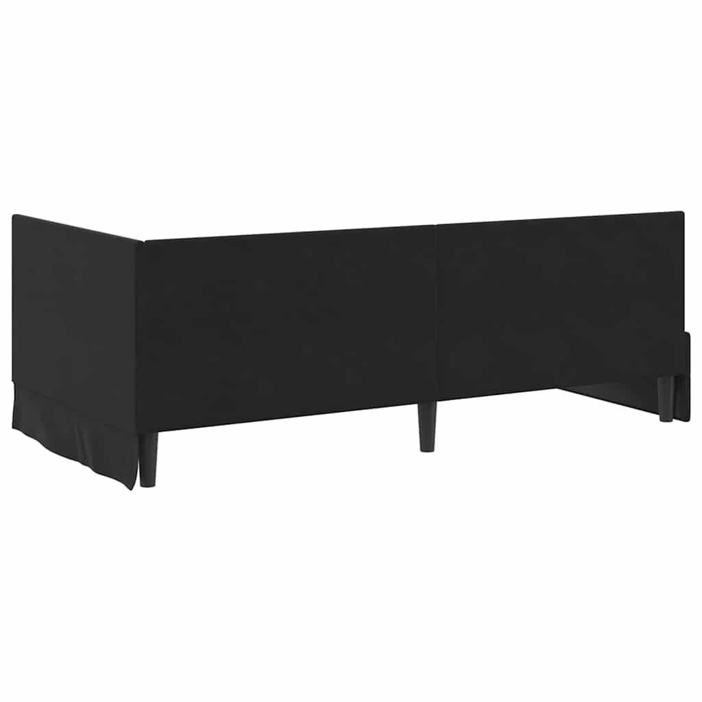 Kampinė lovos konstrukcija Juoda 90 x 190 cm Aksomas
