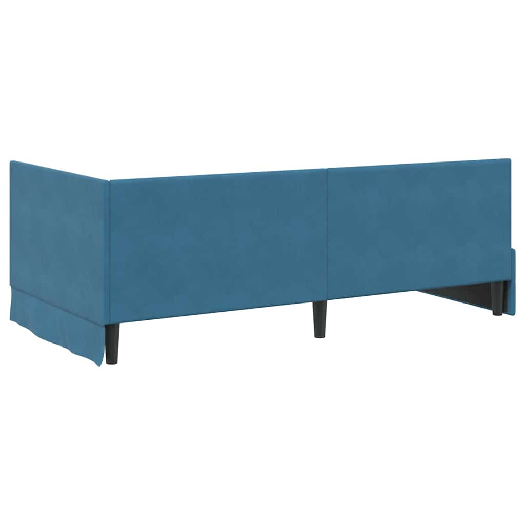 Kampinė lovos konstrukcija Mėlyna 90 x 200 cm Aksomas