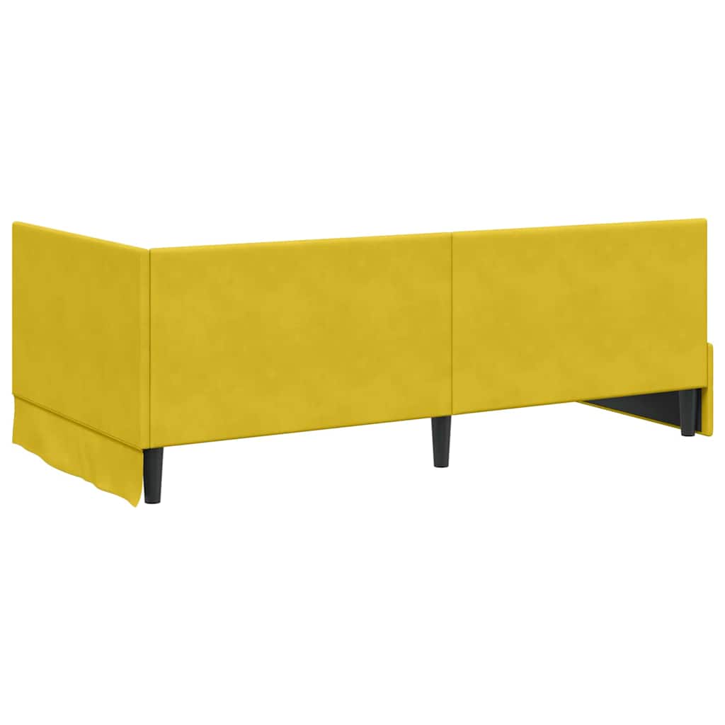 Kampinė lovos konstrukcija Geltona 90 x 200 cm Aksomas