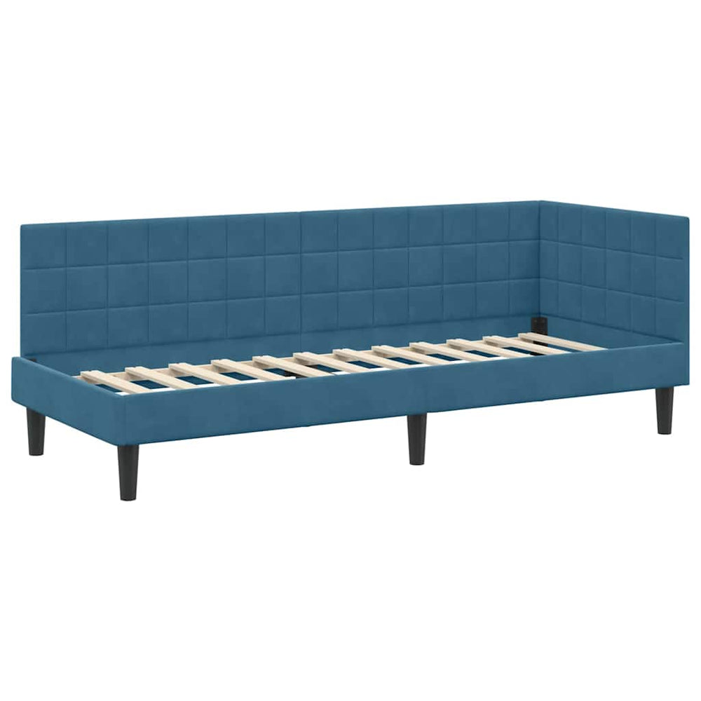 Kampinė lovos konstrukcija Mėlyna 80 x 200 cm Aksomas