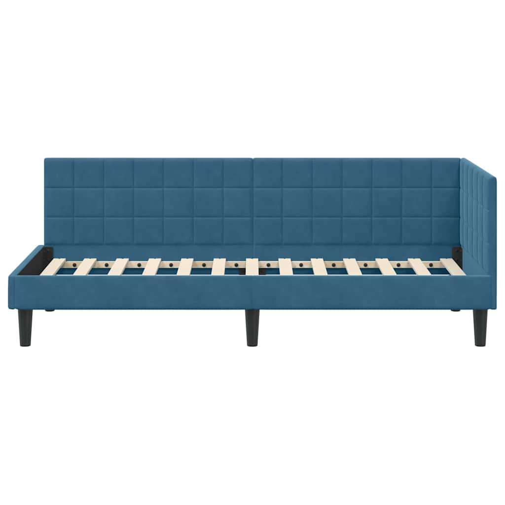 Kampinė lovos konstrukcija Mėlyna 80 x 200 cm Aksomas