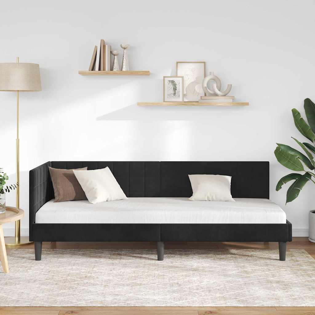 Kampinė lovos konstrukcija Juoda 80 x 200 cm Aksomas