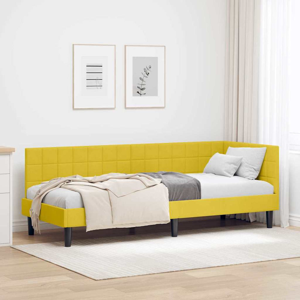 Kampinė lovos konstrukcija Geltona 80 x 200 cm Aksomas