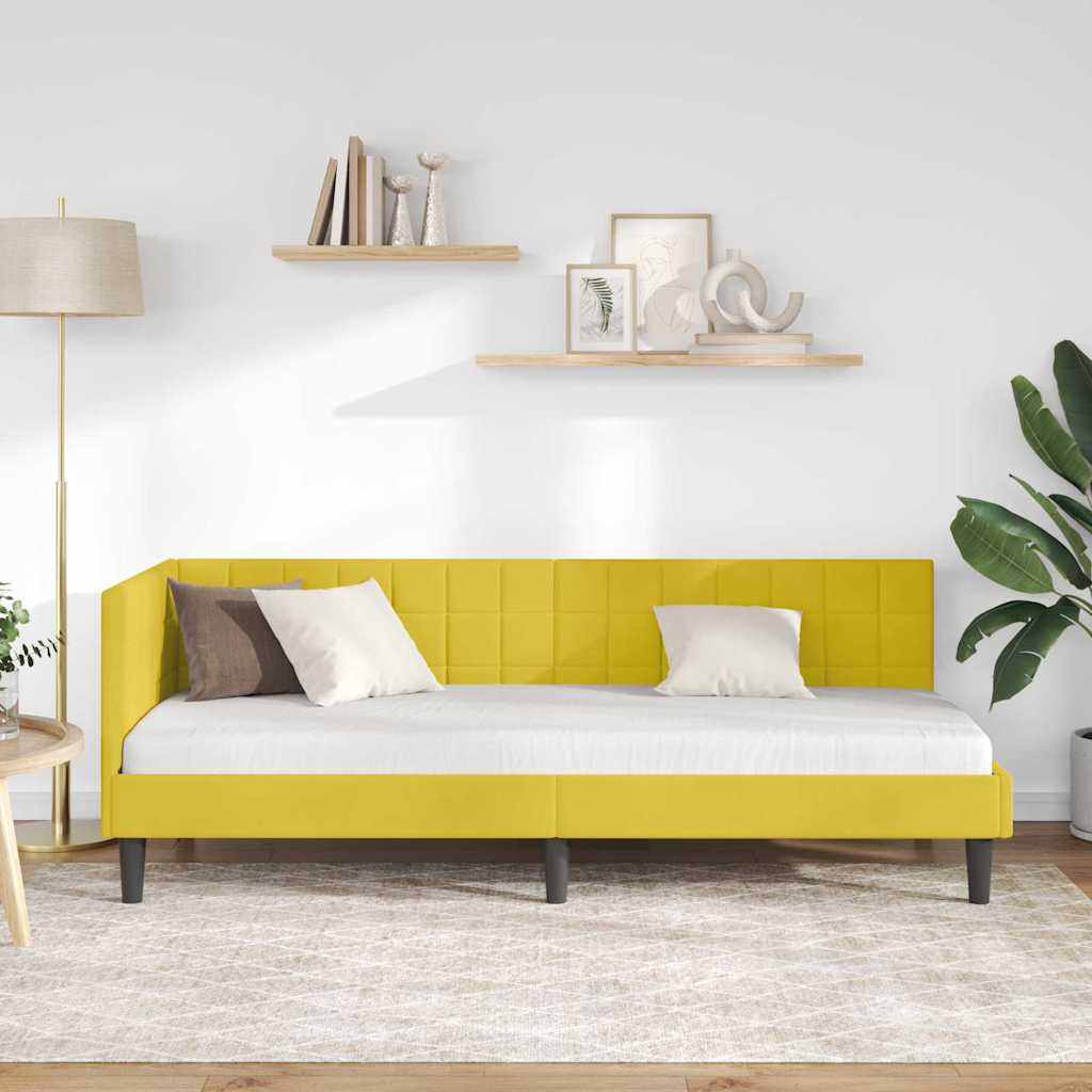 Kampinė lovos konstrukcija Geltona 80 x 200 cm Aksomas