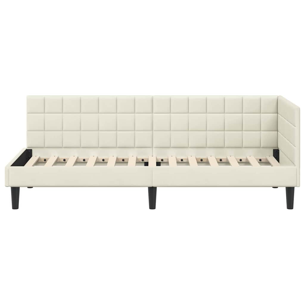 Kampinė lovos konstrukcija Kreminė 80 x 200 cm Aksomas