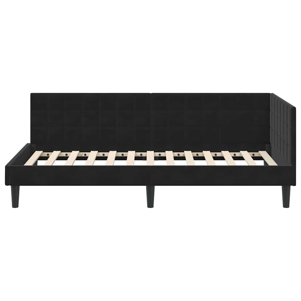 Kampinė lovos konstrukcija Juoda 100 x 200 cm Aksomas