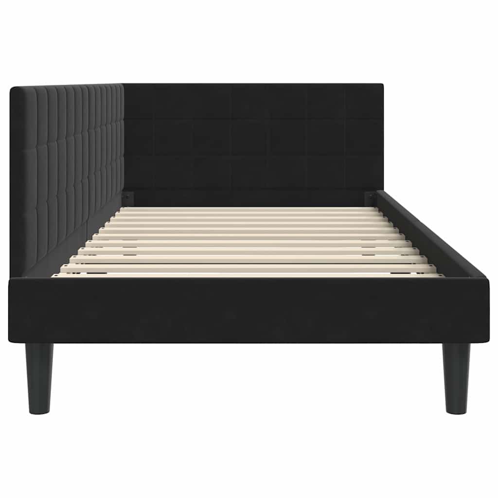 Kampinė lovos konstrukcija Juoda 100 x 200 cm Aksomas